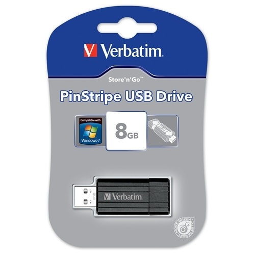 Verbatim Store-N-Go PinStripe 8GB (49062) ryhmässä KODINELEKTRONIIKKA / Tallennusvälineet / USB-muistitikku / USB 2.0 @ TP E-commerce Nordic AB (38-1619)