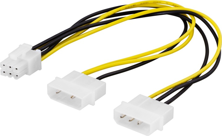 Adapterikaapeli 2x4-pin - 6-pin PCI Express, 25cm ryhmässä TIETOKOONET & TARVIKKEET / Kaapelit & Sovittimet / Sisäinen / Virtajohdot & Sovittimet @ TP E-commerce Nordic AB (38-16255)