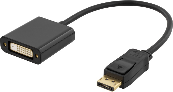 DELTACO DisplayPort till DVI-D singlelink sovitin, 0,17m, ur-na, musta ryhmässä TIETOKOONET & TARVIKKEET / Kaapelit & Sovittimet / DisplayPort / Sovittimet @ TP E-commerce Nordic AB (38-16747)