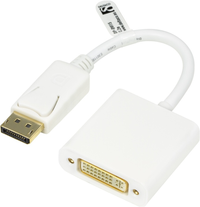 DELTACO sovitin DisplayPort - DVI-D singlelink, Full HD 60Hz ryhmässä TIETOKOONET & TARVIKKEET / Kaapelit & Sovittimet / DisplayPort / Sovittimet @ TP E-commerce Nordic AB (38-16749)