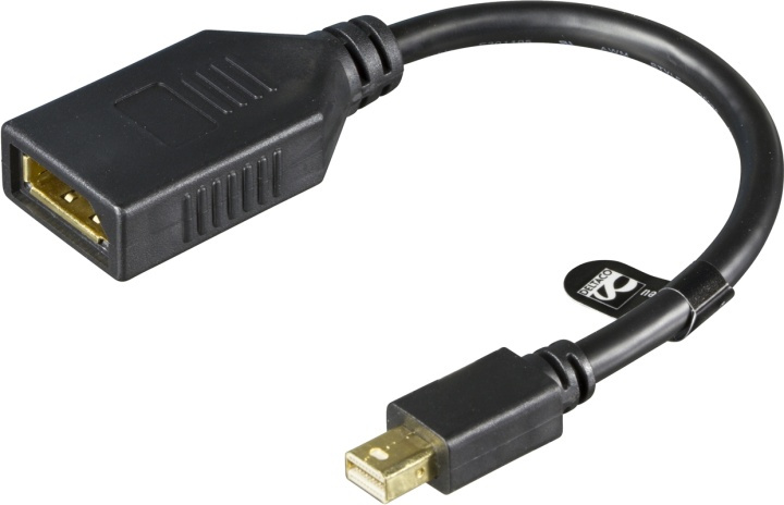 DELTACO Mini DisplayPort - DisplayPort, Ultra HD 60Hz, 0,2m ryhmässä TIETOKOONET & TARVIKKEET / Kaapelit & Sovittimet / DisplayPort / Sovittimet @ TP E-commerce Nordic AB (38-16797)