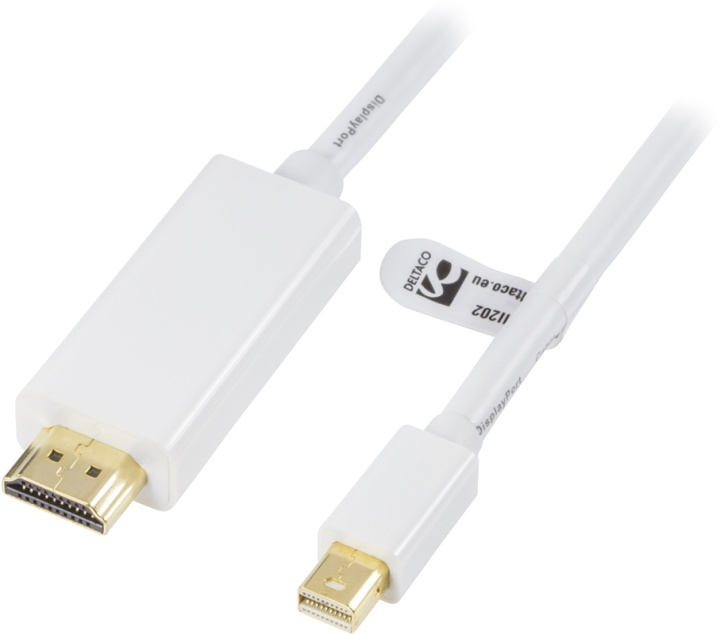 DELTACO kaapeli Mini DisplayPort - HDMI, ääni, Full HD 60Hz, 2m ryhmässä TIETOKOONET & TARVIKKEET / Kaapelit & Sovittimet / DisplayPort / Kaapelit @ TP E-commerce Nordic AB (38-16834)