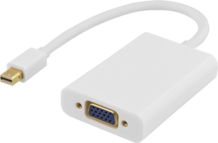 DELTACO mini DisplayPort till VGA-adapter med ljud, 0,25m, vit (DP-VGA14) ryhmässä TIETOKOONET & TARVIKKEET / Kaapelit & Sovittimet / DisplayPort / Sovittimet @ TP E-commerce Nordic AB (38-16854)