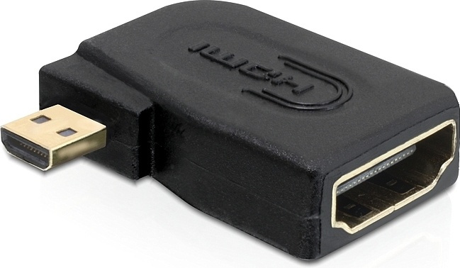 DeLOCK HDMI-sovitin, Micro HDMI uros - HDMI naaras, kulmaliitin, musta ryhmässä KODINELEKTRONIIKKA / Kaapelit & Sovittimet / HDMI / Sovittimet @ TP E-commerce Nordic AB (38-17347)