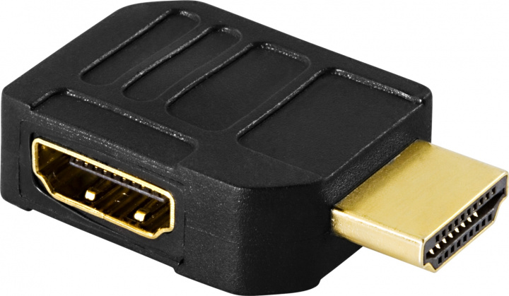 DELTACO HDMI-adapter, 19-pin hane till hona, vinklad (HDMI-21) ryhmässä KODINELEKTRONIIKKA / Kaapelit & Sovittimet / HDMI / Sovittimet @ TP E-commerce Nordic AB (38-17385)