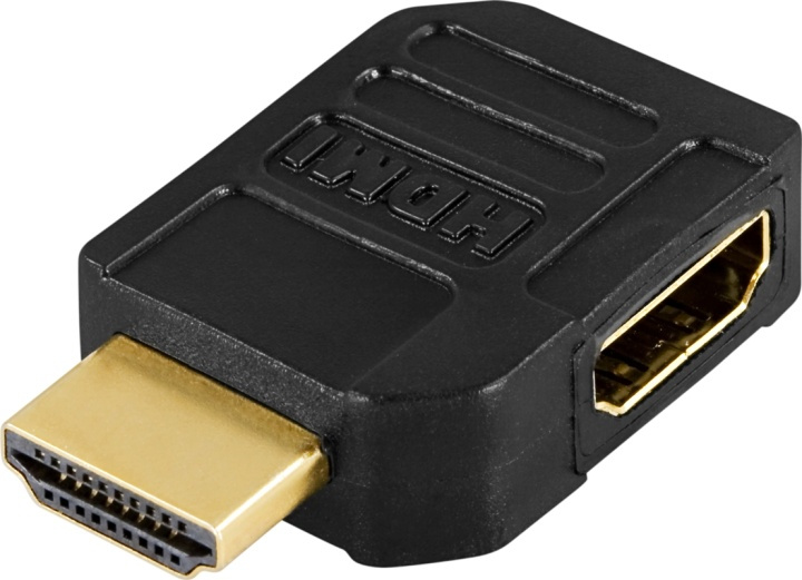 DELTACO HDMI-adapter, 19-pin hona till hane, vinklad (HDMI-22) ryhmässä KODINELEKTRONIIKKA / Kaapelit & Sovittimet / HDMI / Sovittimet @ TP E-commerce Nordic AB (38-17387)