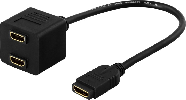 HDMI-adapteri, 1xHDMI n > 2xHDMI n, 19-pin ryhmässä KODINELEKTRONIIKKA / Kaapelit & Sovittimet / HDMI / Sovittimet @ TP E-commerce Nordic AB (38-17389)