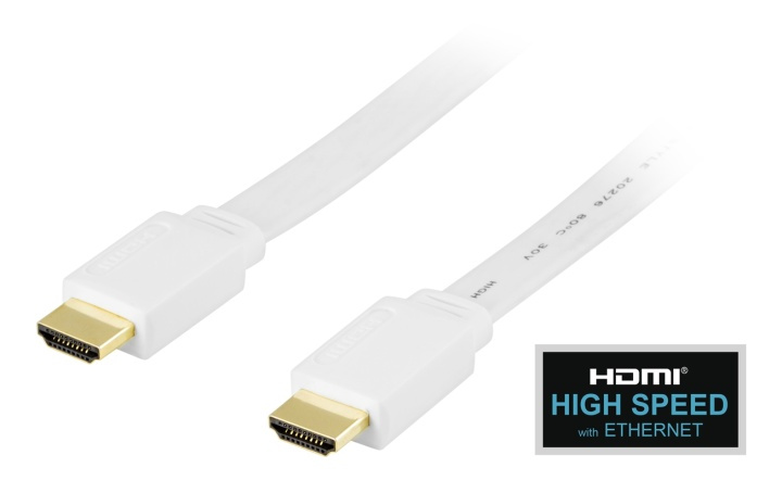 DELTACO litteä HDMI-kaapeli, HDMI High Speed with Ethernet, 1,5m,valk. ryhmässä KODINELEKTRONIIKKA / Kaapelit & Sovittimet / HDMI / Kaapelit @ TP E-commerce Nordic AB (38-17435)