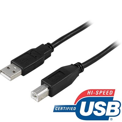 DELTACO USB 2.0 -kaapeli, Type A uros - Type B uros, 3m, musta ryhmässä TIETOKOONET & TARVIKKEET / Kaapelit & Sovittimet / USB / USB-A / Kaapelit @ TP E-commerce Nordic AB (38-18065)