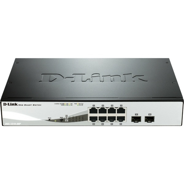 D-Link 8-port 10/100/1000 Gigabit PoE Smart Switch ryhmässä TIETOKOONET & TARVIKKEET / Verkko / Kytkimet @ TP E-commerce Nordic AB (38-18451)