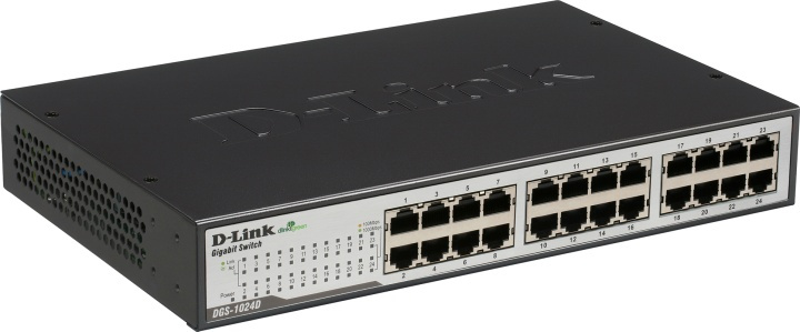 D-Link kytkin, 24x10/100/1000Mbps, RJ45, 19