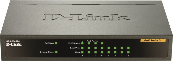 D-Link 8-port 10/100 Desktop Switch with 4 PoE Ports ryhmässä TIETOKOONET & TARVIKKEET / Verkko / Kytkimet / 10/100Mbps @ TP E-commerce Nordic AB (38-18485)