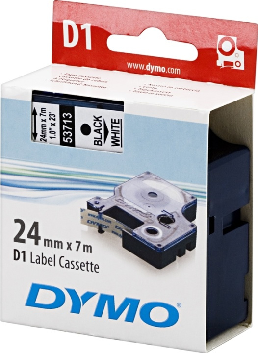 DYMO D1 merkkausteippi standardi 24mm, valkoinen, 7m rulla ryhmässä TIETOKOONET & TARVIKKEET / Tulostimet & Tarvikkeet / Tulostimet / Tarratulostimet & Tarvikkeet / Teippi @ TP E-commerce Nordic AB (38-18568)