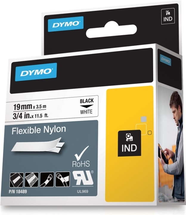 DYMO Rhino Professional, joustava merkkausteippi nyloni, 19 mm ryhmässä TIETOKOONET & TARVIKKEET / Tulostimet & Tarvikkeet / Tulostimet / Tarratulostimet & Tarvikkeet / Teippi @ TP E-commerce Nordic AB (38-18655)