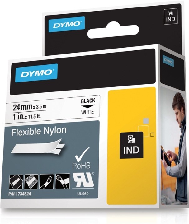DYMO Rhino Professional, joustava merkkausteippi, nyloni 24 mm ryhmässä TIETOKOONET & TARVIKKEET / Tulostimet & Tarvikkeet / Tulostimet / Tarratulostimet & Tarvikkeet / Teippi @ TP E-commerce Nordic AB (38-18657)