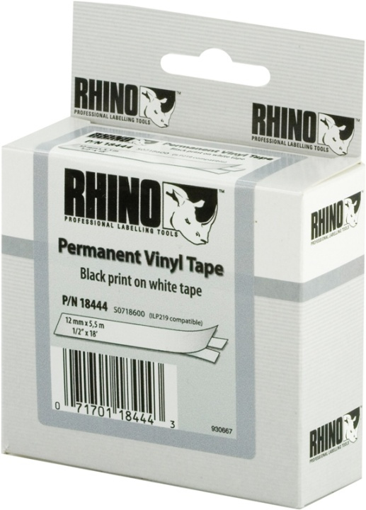 DYMO RhinoPRO merkkausteippi,vinyyli,12mm,valkoinen/musta teksti, 5.5m ryhmässä TIETOKOONET & TARVIKKEET / Tulostimet & Tarvikkeet / Tulostimet / Tarratulostimet & Tarvikkeet / Teippi @ TP E-commerce Nordic AB (38-18668)
