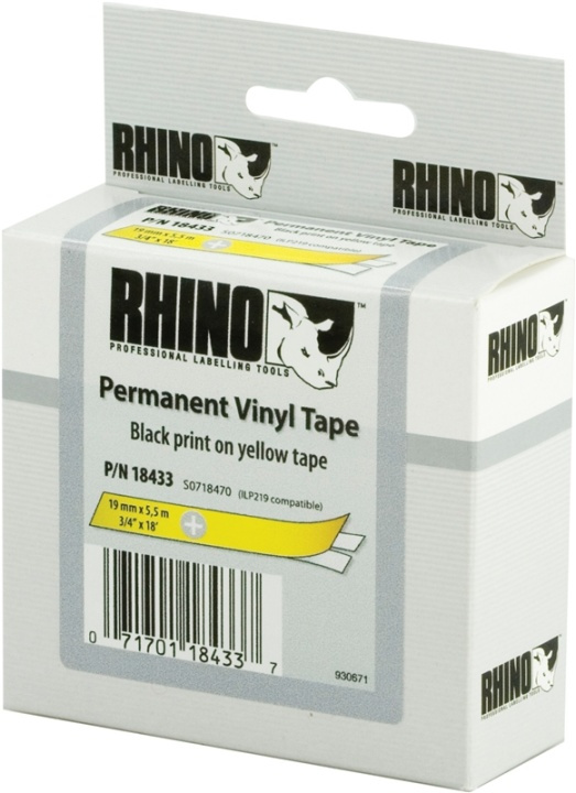 DYMO RhinoPRO merkkausteippi 19mm, keltainen/musta teksti, 5.5m ryhmässä TIETOKOONET & TARVIKKEET / Tulostimet & Tarvikkeet / Tulostimet / Tarratulostimet & Tarvikkeet / Teippi @ TP E-commerce Nordic AB (38-18669)