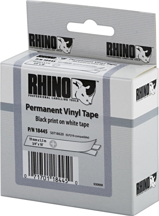 DYMO Rhino Professional, merkkausteippi, vinyyliä, 19 mm, valk ryhmässä TIETOKOONET & TARVIKKEET / Tulostimet & Tarvikkeet / Tulostimet / Tarratulostimet & Tarvikkeet / Teippi @ TP E-commerce Nordic AB (38-18671)