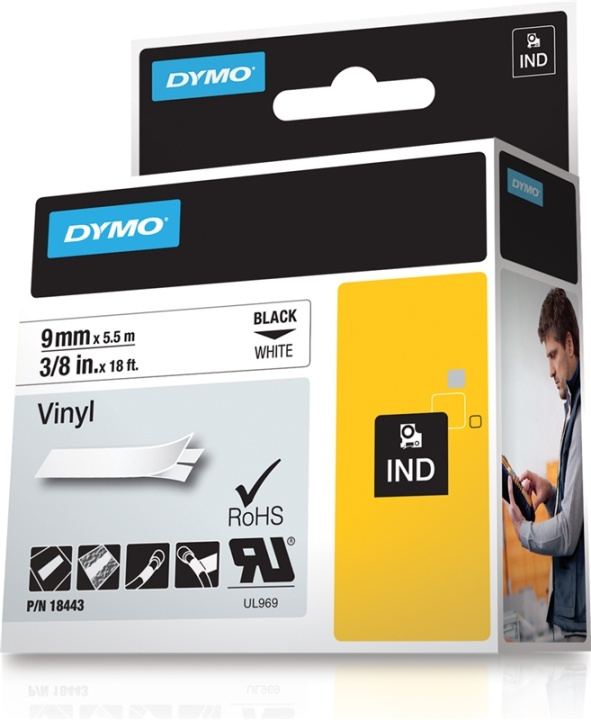 DYMO Rhino Professional, pysyvä merkkausteippi,vinyylitarra, 9mm ryhmässä TIETOKOONET & TARVIKKEET / Tulostimet & Tarvikkeet / Tulostimet / Tarratulostimet & Tarvikkeet / Teippi @ TP E-commerce Nordic AB (38-18672)