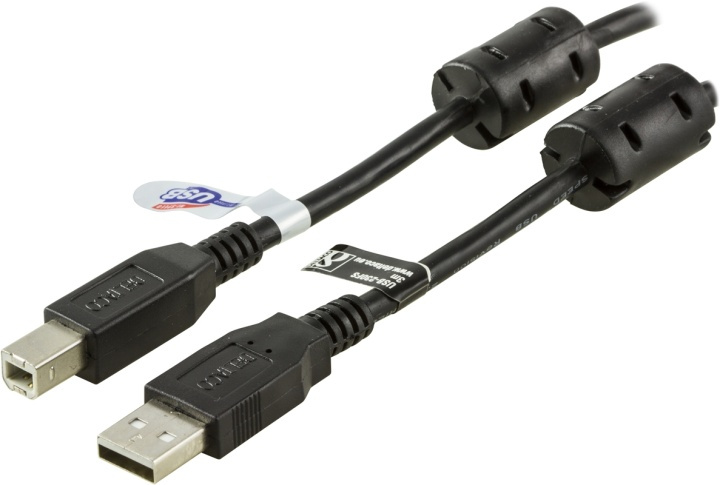 USB 2.0 kaapeli A-B u-u, ferriittiytimet, 3m, musta ryhmässä TIETOKOONET & TARVIKKEET / Kaapelit & Sovittimet / USB / USB-A / Kaapelit @ TP E-commerce Nordic AB (38-19091)