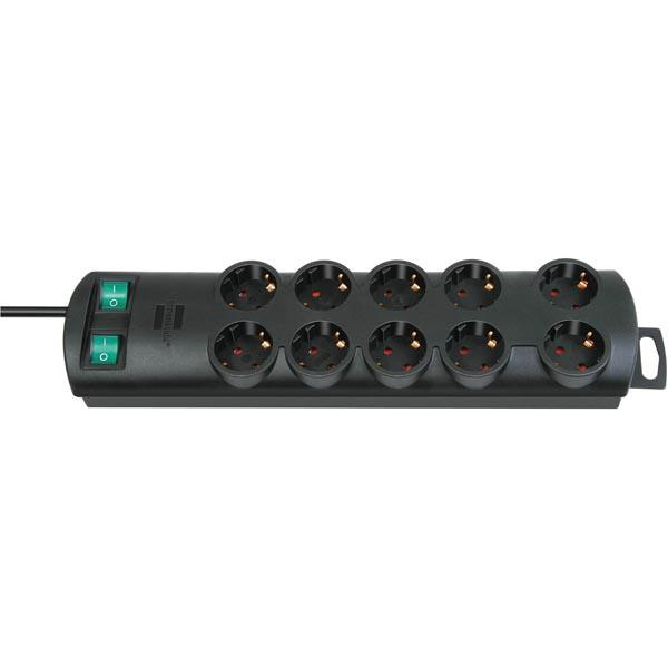 Brennenstuhl 2x5 way extension socket, Black ryhmässä KOTI, TALOUS JA PUUTARHA / Sähkö & Valaistus / Jatkojohdot @ TP E-commerce Nordic AB (38-19274)