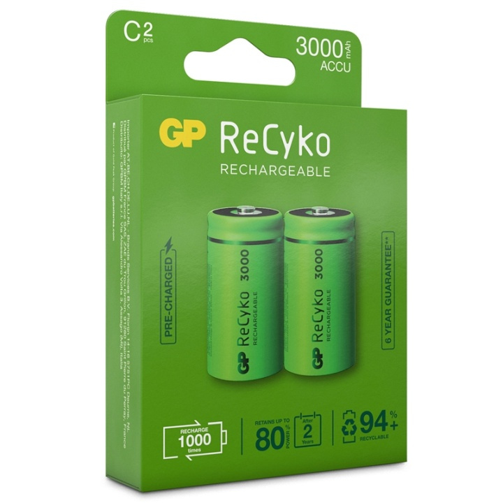 GP ReCyko Laddningsbara C-batteri ryhmässä KODINELEKTRONIIKKA / Paristot & Laturit / Ladattavat paristot @ TP E-commerce Nordic AB (38-20697)