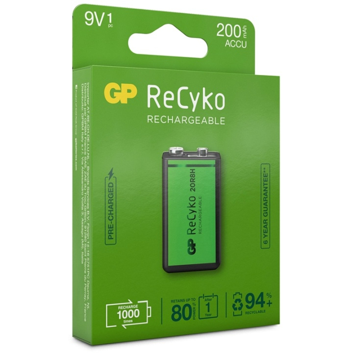 GP ReCyko ladattava 9V paristo ryhmässä KODINELEKTRONIIKKA / Paristot & Laturit / Akut / Muut @ TP E-commerce Nordic AB (38-20705)