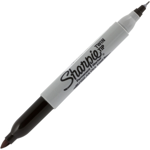 Sharpie Twin Tip - Pysyvä tussi, pyöreä huopakärki/tarkkuusmerkki, musta ryhmässä KOTI, TALOUS JA PUUTARHA / Toimistotuotteet / Kynät @ TP E-commerce Nordic AB (38-22018)