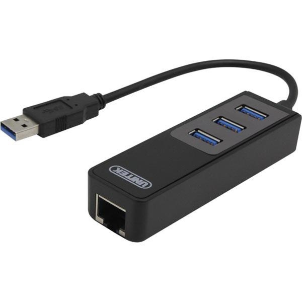 DELTACO verkkosovitin, 1xGigabitRJ45, 1xUSB3 A ur, 3x USB3 na, musta ryhmässä TIETOKOONET & TARVIKKEET / Verkko / Verkkokortti / Langaton USB @ TP E-commerce Nordic AB (38-22429)