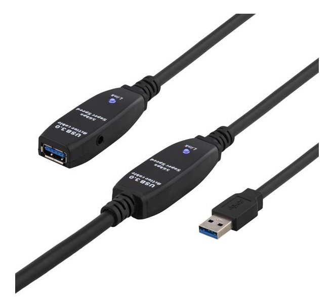 DELTACO aktiivinen USB 3.0-jatkokaapeli, A ur - na, 10m, musta ryhmässä TIETOKOONET & TARVIKKEET / Kaapelit & Sovittimet / USB / USB-A / Kaapelit @ TP E-commerce Nordic AB (38-23087)