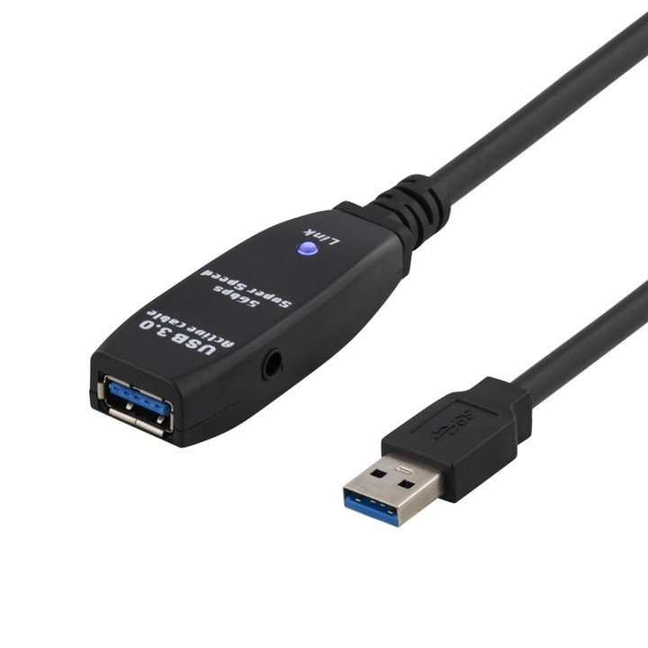 DELTACO aktiivinen USB 3.0-jatkokaapeli, Tyyppi A ur - na, 5m, sininen ryhmässä TIETOKOONET & TARVIKKEET / Kaapelit & Sovittimet / USB / USB-A / Kaapelit @ TP E-commerce Nordic AB (38-23128)