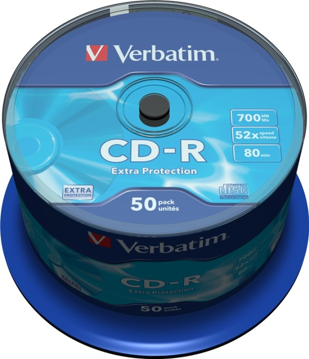Verbatim CD-R, 52x, 700 MB/80 min, 50-pakkaus spindle ryhmässä KODINELEKTRONIIKKA / Tallennusvälineet / CD/DVD/BD-levyt / CD-R @ TP E-commerce Nordic AB (38-23625)