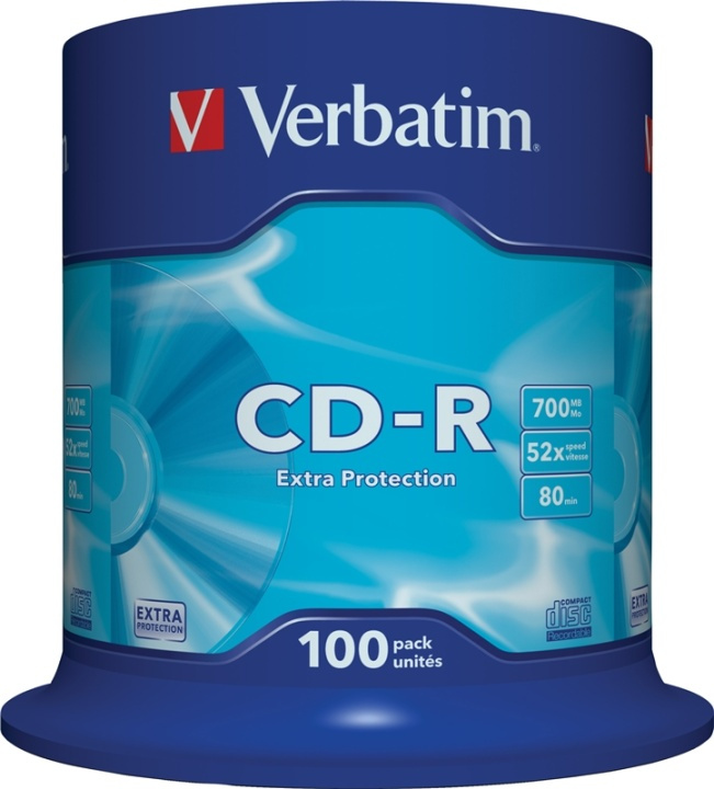 Verbatim CD-R, 52x, 700 MB/80 min, 100-pakkaus spindle ryhmässä KODINELEKTRONIIKKA / Tallennusvälineet / CD/DVD/BD-levyt / CD-R @ TP E-commerce Nordic AB (38-23628)