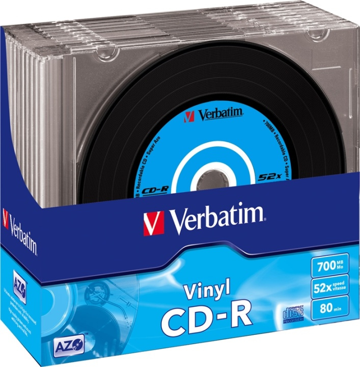 Verbatim CD-R, 52x, 700 MB/80 min, 10-pakkaus slimcase, vinyyli ryhmässä KODINELEKTRONIIKKA / Tallennusvälineet / CD/DVD/BD-levyt / CD-R @ TP E-commerce Nordic AB (38-23630)