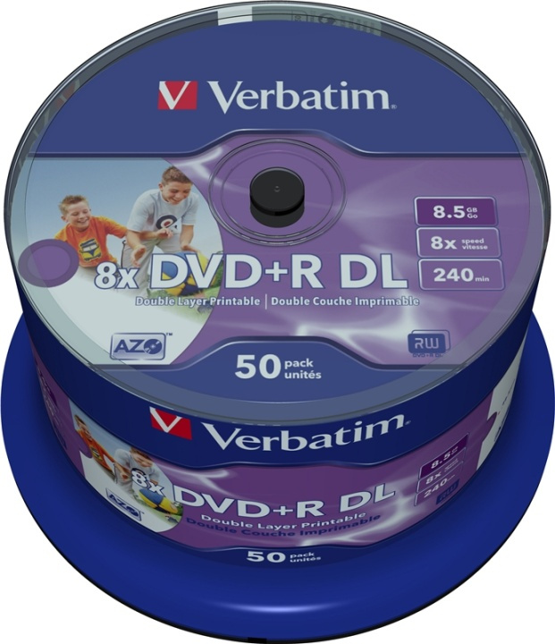 Verbatim DVD+R DL, 8x, 8,5 GB/240 min, 50-pack spindel, AZO ryhmässä KODINELEKTRONIIKKA / Tallennusvälineet / CD/DVD/BD-levyt / DVD+R @ TP E-commerce Nordic AB (38-23671)