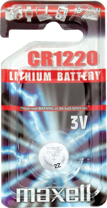 Maxell knappcellsbatteri, CR1220, Lithium, 3V, 1-pack ryhmässä KODINELEKTRONIIKKA / Paristot & Laturit / Akut / Nappiparistot @ TP E-commerce Nordic AB (38-23745)