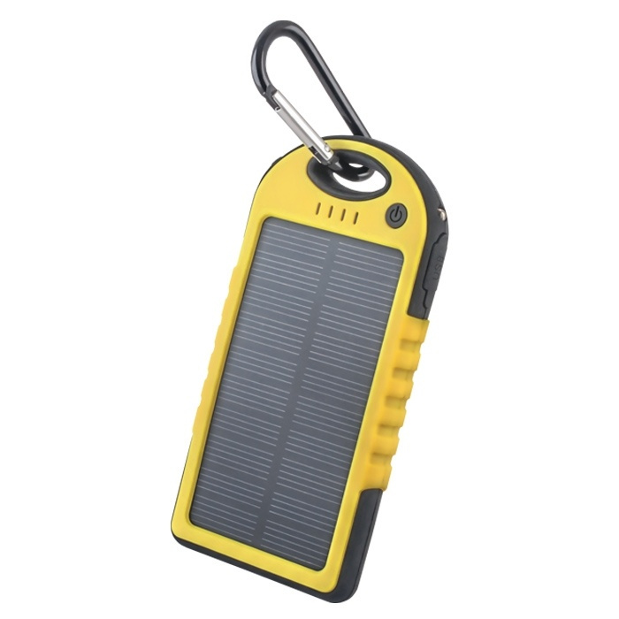 Forever STB-200, Waterproof PowerBank, Solar, 5000mAh, Yellow ryhmässä ÄLYPUHELIMET JA TABLETIT / Laturit & Kaapelit / Powerbanks @ TP E-commerce Nordic AB (38-25751)