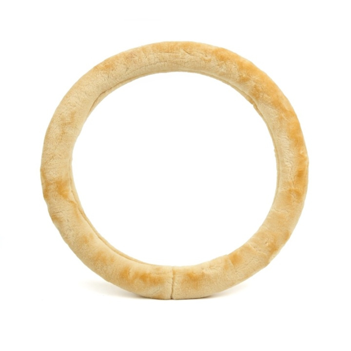 Steering Wheel Muff - Pehmeä, lämmin tekoturkis ohjauspyörän suojus, sopii useimpiin autoihin, Beige ryhmässä AUTO / antennit & Tarvikkeet / Auton talvivarusteet @ TP E-commerce Nordic AB (38-26711)