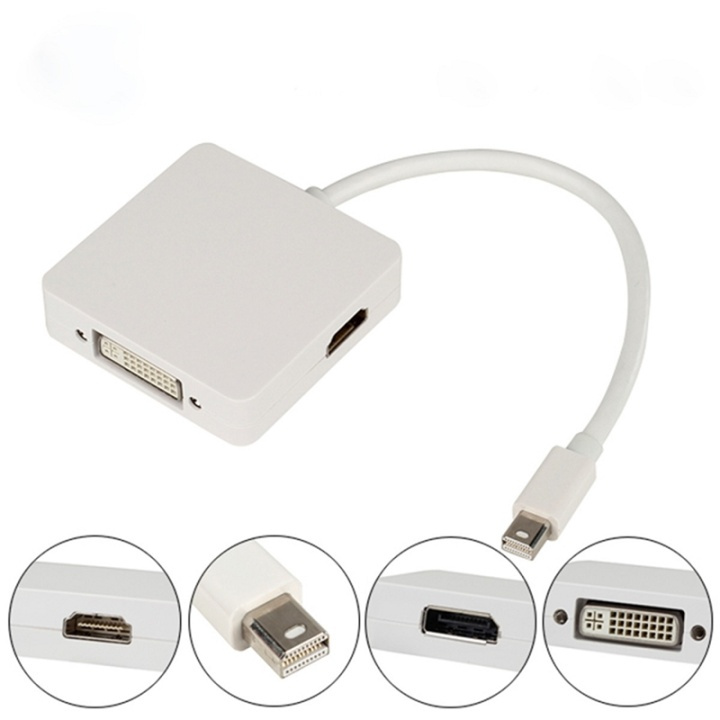 3 i 1 Thunderbolt Mini Display Port till DVI HDMI Dp Adapter ryhmässä TIETOKOONET & TARVIKKEET / Kaapelit & Sovittimet / Apple Thunderbolt @ TP E-commerce Nordic AB (38-26750)