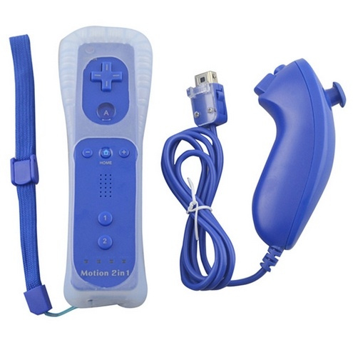Remote Plus + Nunchuck yhteensopiva Wii Wii U:lle, tummansininen ryhmässä KODINELEKTRONIIKKA / Pelikonsolit & Tarvikkeet / Nintendo Wii @ TP E-commerce Nordic AB (38-27163)