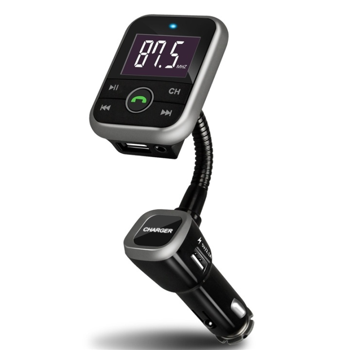FM-lähetin Bluetooth handsfree ja autolaturi, 2.1A, musta ryhmässä AUTO / Auton äänijärjestelmä & Multimedia / FM-lähetin @ TP E-commerce Nordic AB (38-28706)