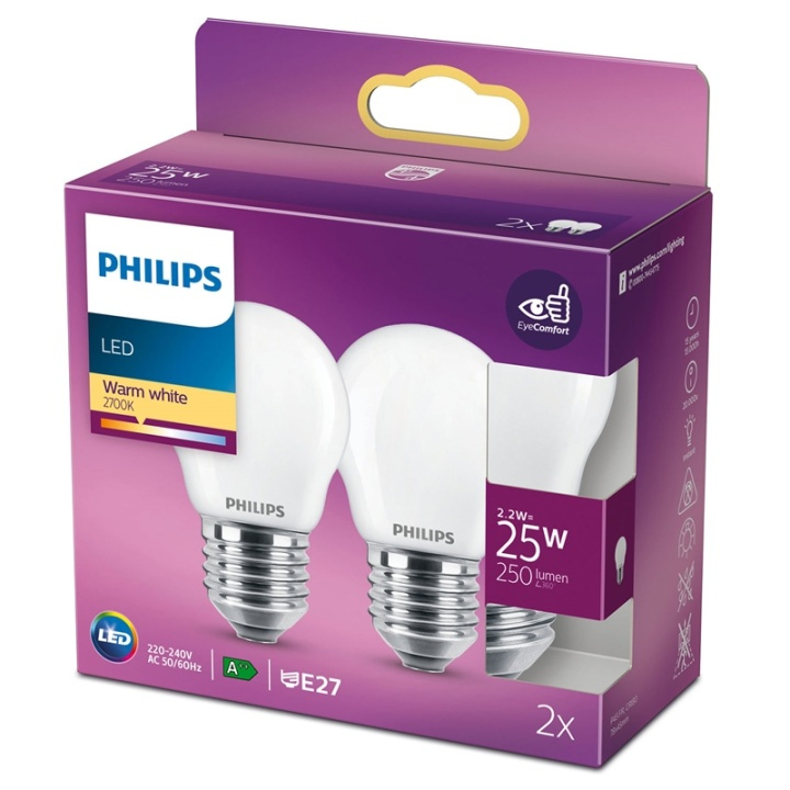 Philips 2-pack LED E27 P45 Klot 25W Fr ryhmässä KODINELEKTRONIIKKA / Valaistus / LED-lamput @ TP E-commerce Nordic AB (38-28886)