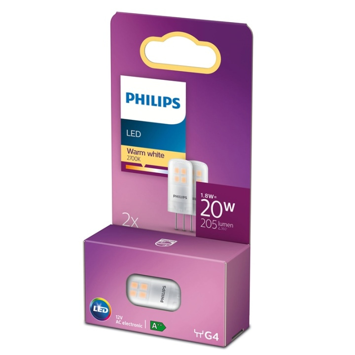Philips 2-pack LED G4 Kapsel 20W 12V 2 ryhmässä KODINELEKTRONIIKKA / Valaistus / LED-lamput @ TP E-commerce Nordic AB (38-28889)