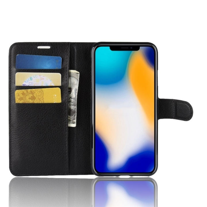 Lompakkokotelo - iPhone XS Max, Musta ryhmässä ÄLYPUHELIMET JA TABLETIT / Puhelimen suojakotelo / Apple / iPhone XS Max / Kotelo @ TP E-commerce Nordic AB (38-29168)