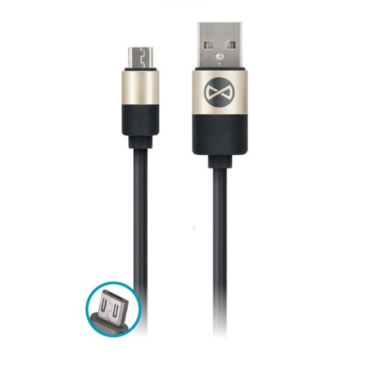 Forever Micro USB, 1 meter, Svart ryhmässä ÄLYPUHELIMET JA TABLETIT / Laturit & Kaapelit / Kaapelit / MicroUSB-kaapelit @ TP E-commerce Nordic AB (38-29745)