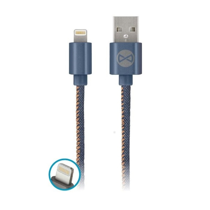 Forever Lightning, tekstiilipäällysteiset farkut, 1m ryhmässä ÄLYPUHELIMET JA TABLETIT / Laturit & Kaapelit / Kaapelit / Lightning kaapelit @ TP E-commerce Nordic AB (38-29753)