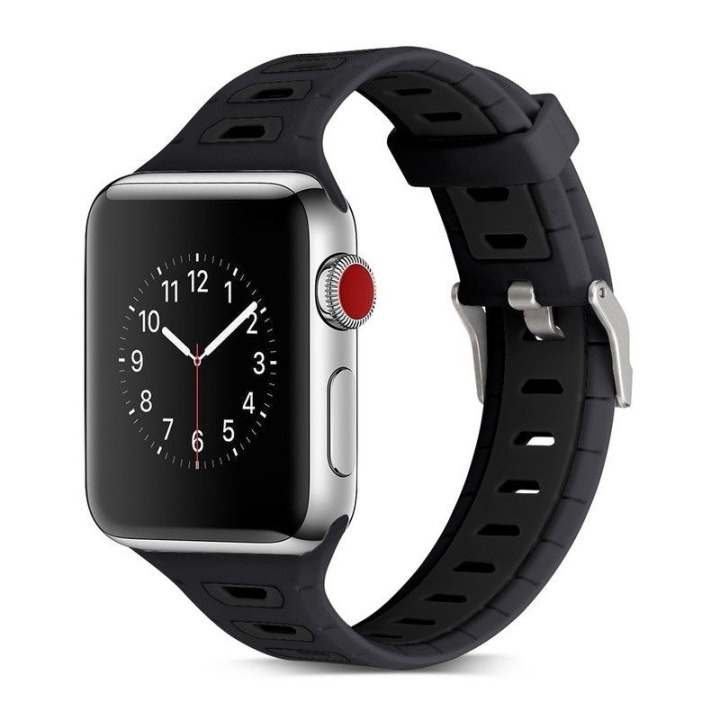 Apple Watchin kanssa yhteensopiva silikoniranneke, 42mm, Sport, musta ryhmässä ÄLYPUHELIMET JA TABLETIT / Urheilu, koti ja vapaa-aika / Apple Watch & tarvikkeet / Tarvikkeet @ TP E-commerce Nordic AB (38-29812)