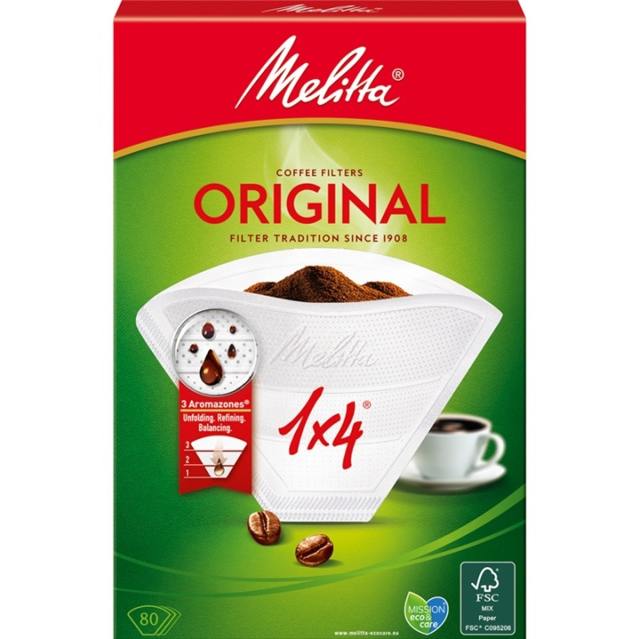 Melitta Kaffefilter 1x4 80pack (SP94641) ryhmässä KOTI, TALOUS JA PUUTARHA / Kodinkoneet / Kahvikoneet ja tarvikkeet / Kapselit, suodatinpussit & Tarvikkeet @ TP E-commerce Nordic AB (38-31125)