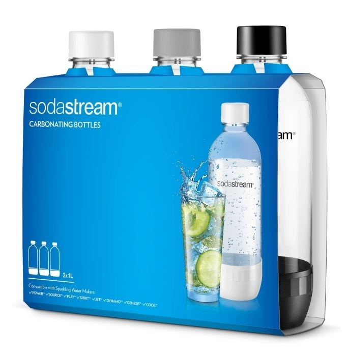 SodaStream PET-flaska 3 st 1L Sv/Vi/Si (1041300770) ryhmässä KOTI, TALOUS JA PUUTARHA / Kodinkoneet / Vesi ja mehu / Hiilihapotuslaitteet / Tarvikkeet @ TP E-commerce Nordic AB (38-31227)