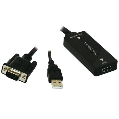 LogiLink VGA + USB-ljud -> HDMI (CV0060) ryhmässä TIETOKOONET & TARVIKKEET / Kaapelit & Sovittimet / VGA / Sovittimet @ TP E-commerce Nordic AB (38-32565)
